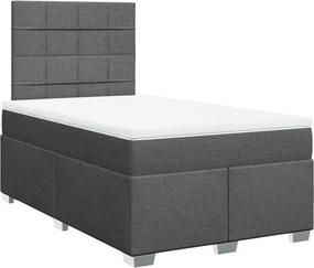 vidaXL Κρεβάτι Boxspring με Στρώμα Σκούρο Γκρι 120x190 εκ Υφασμάτινο