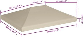 vidaXL Κάλυμμα για Κιόσκι Μπεζ 4 x 3 μ. 310 γρ./μ²