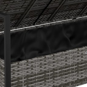 vidaXL Παγκάκι Κήπου Διθέσιο Γκρι από Συνθετικό Ρατάν με Μαξιλάρια