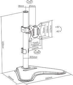 BRATECK βάση γραφείου οθόνης LDT66-T01, 17-32", έως 9kg