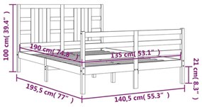 ΠΛΑΙΣΙΟ ΚΡΕΒΑΤΙΟΥ ΜΕ ΚΕΦΑΛΑΡΙ ΛΕΥΚΟ ΑΠΟ ΜΑΣΙΦ ΞΥΛΟ 4FT6 DOUBLE 3193897