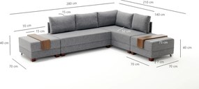 Corner Sofa-Bed Fly Right - Anthracite Anthracite