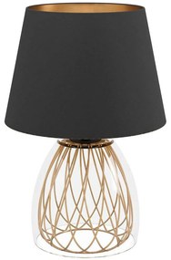Φωτιστικό Επιτραπέζιο Jazminia 390039 Φ30x45cm 1xE27 40W Black-Brass Eglo Steel,Fabric