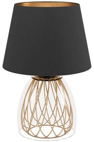 Φωτιστικό Επιτραπέζιο Jazminia 390039 Φ30x45cm 1xE27 40W Black-Brass Eglo Ατσάλι,Ύφασμα