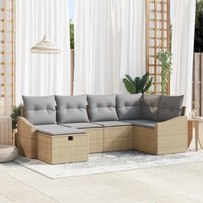 vidaXL Σετ Καναπέ Κήπου με μαξιλάρι 6 pcs Μπεζ, Ανοιχτό Γκρι