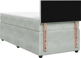 vidaXL Κρεβάτι box spring με στρώμα Ανοιχτό γκρι 80 x 200 cm Βελούδο