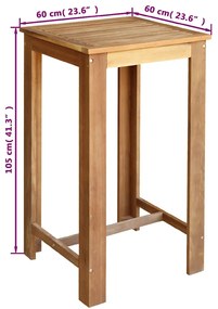 vidaXL Τραπέζι Μπαρ 60 x 60 x 105 εκ. από Μασίφ Ξύλο Ακακίας