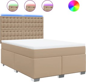 vidaXL Κρεβάτι Boxspring με Στρώμα Καπουτσίνο 140x200εκ.από Συνθ.Δέρμα