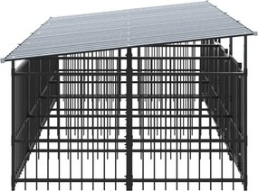 vidaXL Υπαίθριο Κλουβί Σκύλων με Οροφή από Χάλυβα 7,51 μ²
