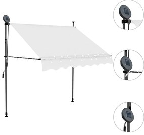 vidaXL Τέντα Συρόμενη Χειροκίνητη με LED Κρεμ 150 εκ.
