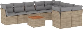 vidaXL Patio Sofa Set 9-θέσια Μικτό μπεζ και γκρι