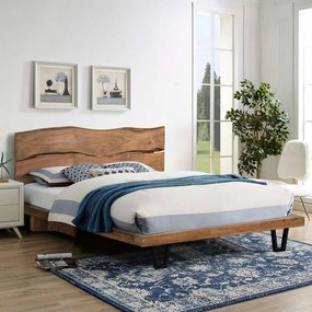 Κρεβάτι Nicole HM8218.11 Από Μασίφ Ξύλο Ακακίας 212,5x180x106 Για Στρώμα 160Χ200 Διπλό Μέταλλο,Ξύλο