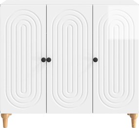 vidaXL Πλαϊνό γραφείο Γυαλιστερό Λευκό 89 x 34,5 x 80 εκ