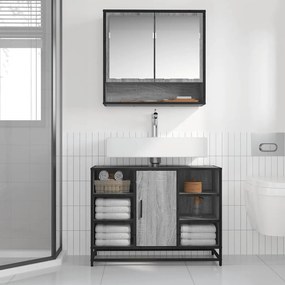 vidaXL Ντουλάπι Μπάνιου Νιπτήρα Γκρι Sonoma 80 x 33 x 60εκ. Επεξ. Ξύλο