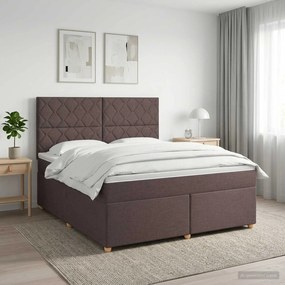 vidaXL Κρεβάτι box spring με στρώμα Σκούρο Καφέ 180 x 200 cm Ύφασμα