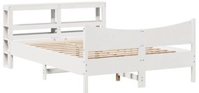 vidaXL Πλαίσιο Κρεβατιού με Κεφαλάρι Λευκό 140x200 εκ. από Μασίφ Πεύκο