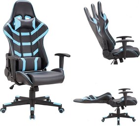 BF9050 Gaming Πολυθρόνα Γραφείου, Ανάκλιση Πλάτης έως 90°, Pu Μαύρο - Μπλε   1τμχ