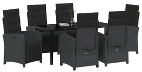 vidaXL Σέτ φαγητού για κήπο 7 pcs Μαύρο συνθετικό ρατάν