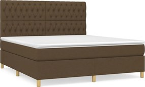 vidaXL Κρεβάτι Boxspring με Στρώμα Σκούρο Καφέ 180x200 εκ Υφασμάτινο