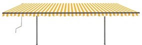 vidaXL Τέντα Συρόμενη Χειροκίνητη με Πασσάλους Κίτρινο/Λευκό 3,5x2,5 μ