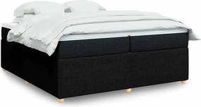 vidaXL Κρεβάτι Boxspring με Στρώμα Μαύρο 200x200 εκ. Υφασμάτινο