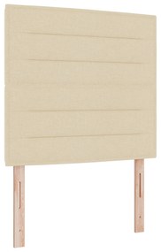 vidaXL Box Spring Κρεβάτι με Στρώμα & LED Κρεμ 100x200 εκ. Ύφασμα
