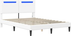 vidaXL Σκελετός Κρεβατιού με κεφαλάρι Λευκό 140 x 200 cm Τεχνητό Δέρμα