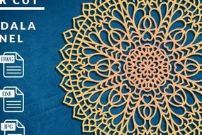 Σετ των 2 Intra απο ξύλο plywood 3mm-4mm πάχος Τρισδιάστατη Mandala Δίασταση 30x30 cm INTRAFABR-38918893