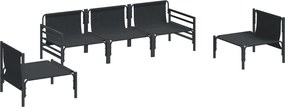 vidaXL Σετ Καναπέ Κήπου με μαξιλάρι 5 pcs Μαύρο Ατσάλι
