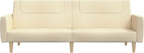 vidaXL Καναπές Κρεβάτι Διθέσιος Κρεμ Υφασμάτινος