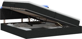 vidaXL LED Κρεβάτι αποθήκευσης με στρώμα Μαύρο 200 x 200 cm Ύφασμα
