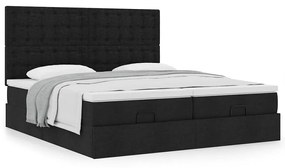 Οθωμανικό κρεβάτι με στρώματα Μαύρο 180x200cm Ύφασμα 3313736