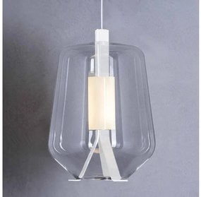 Κρεμαστό Φωτιστικό Οροφής LED 13W Dimmable Triac Φυσητό Γυαλί Μέταλλο Λευκό Luisa S3 Prandina-1C51000313020-Διάφανο 1C51000313020