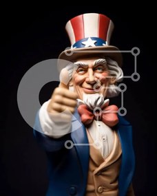 Intra Συλλεκτικό Ξύλινο Παζλ Plywood  4mm - Άγαλμα του θείου Σαμ που δίνει μπράβο για τις 4 Ιουλίου Σε Ξύλινο Κουτί - Διαστάσεις: 10x10 cm – 25 κομμάτια