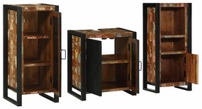 vidaXL Σετ Επίπλων Μπάνιου 3 pcs Πολύχρωμο Στερεό ανακτημένο ξύλο
