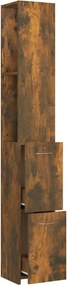 vidaXL Ντουλάπι Μπάνιου Καπνιστή Δρυς 25x26,5x170 εκ. Επεξεργ. Ξύλο