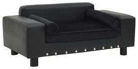 vidaXL Καναπές-Κρεβάτι Σκύλου Μαύρο 81x43x31 εκ. Βελουτέ/Συνθετ. Δέρμα