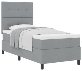 vidaXL Κρεβάτι με Βάση και Στρώμα Ανοιχτό Γκρι 90x200 εκ. Ύφασμα