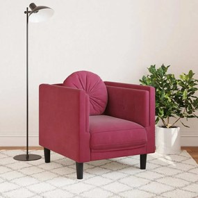 vidaXL Πολυθρόνα Μπορντό Βελούδινη με Μαξιλάρι