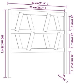 Κεφαλάρι Κρεβατιού Γκρι 81 x 4 x 100 εκ. από Μασίφ Ξύλο Πεύκου - Γκρι