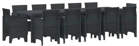 vidaXL Σέτ φαγητού για κήπο με μαξιλάρι 13 pcs Ανθρακί Πολυράτταν