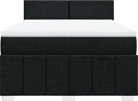 vidaXL Κρεβάτι Boxspring με Στρώμα Μαύρο 160x200 εκ. Υφασμάτινο