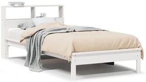 vidaXL Κρεβάτι Βιβλιοθήκη Χωρίς Στρώμα Λευκό 75x190 εκ Μασίφ Πεύκο