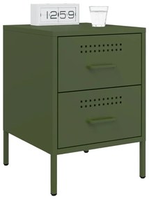 vidaXL Κομοδίνα 2 τεμ. Πράσινο Λαδί 36x39x50,5 εκ. από Χάλυβα