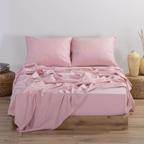 Σεντόνι Basic Με Λάστιχο Pink Nef-Nef Homeware Διπλό 140x230cm 100% Βαμβάκι
