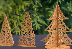 Σετ των 2 Intra απο ξύλο plywood 3mm-4mm πάχος - Χριστουγεννιάτικο Δέντρο Δίασταση 20x20 cm INTRAFABR-77881199