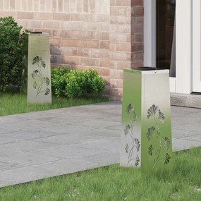 vidaXL Ηλιακό LED Φως Δρόμου 2 pcs Ανοξείδωτο ατσάλι Ανοξείδωτο ατσάλι