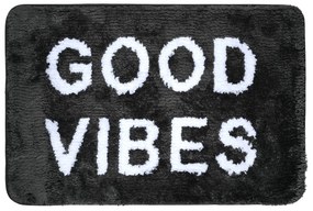 Ταπέτο Μπάνιου Good Vibes 100% Μικροΐνες Μαύρο 40x60cm Estia 02-28541