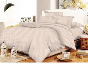 Σετ Σεντόνια ΚΟΜΒΟΣ Cotton Line Printed Dots Beige Μονά με λάστιχο 100x200+20