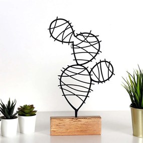 Διακοσμητικό Επιτραπέζιο Cactus Round 533BSG1113 17x3,5x40cm Natural-Black Aberto Design Metal,Wood